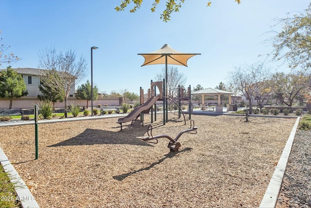 view of play area featuring a gazebo