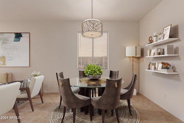 dining area with light tile patterned floors