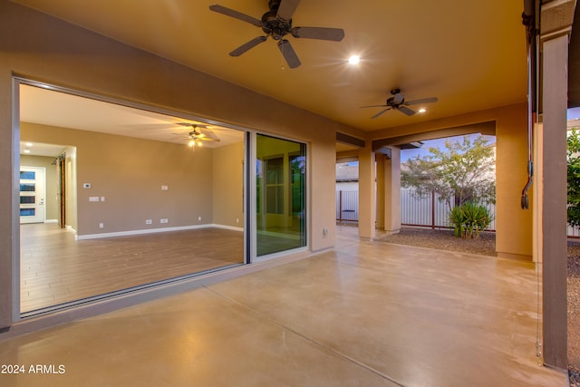 view of patio with ceiling fan