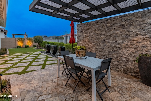 view of patio featuring a pergola