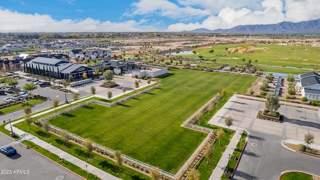 drone / aerial view with a mountain view