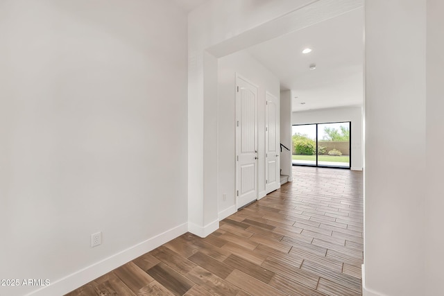 9017 E June Cir, Mesa, AZ 85207 - hallway featuring wood finished floors, baseboards, and recessed lighting