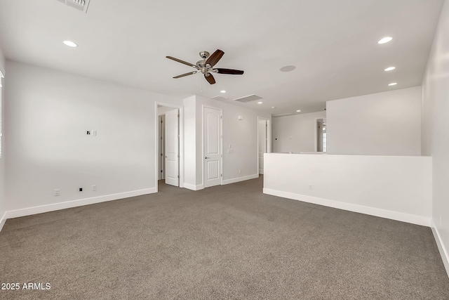 9017 E June Cir, Mesa, AZ 85207 - spare room featuring dark carpet, a ceiling fan, recessed lighting, and baseboards