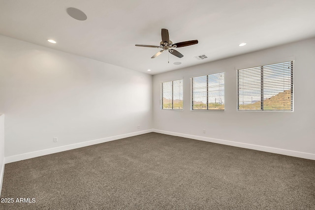9017 E June Cir, Mesa, AZ 85207 - empty room with a ceiling fan, baseboards, recessed lighting, and dark carpet