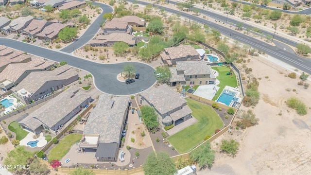 9017 E June Cir, Mesa, AZ 85207 - aerial view of property and surrounding area with a pool area and nearby suburban area