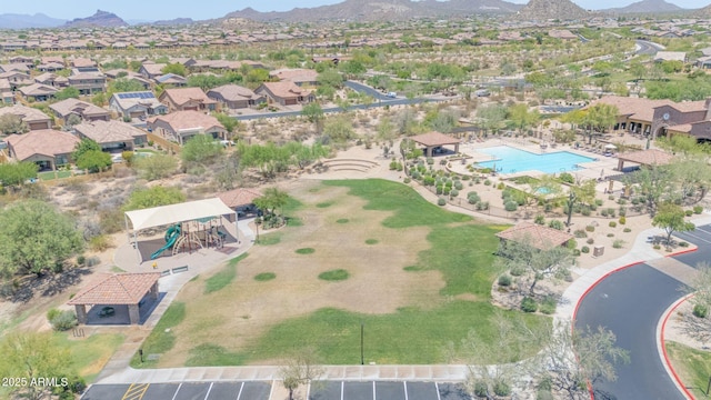 9017 E June Cir, Mesa, AZ 85207 - bird's eye view of mountains and a pool area