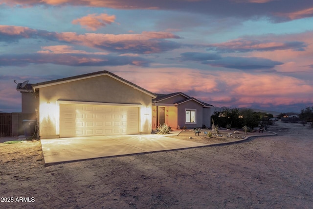 view of front of house with a garage