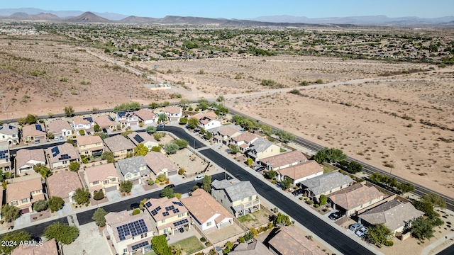 drone / aerial view featuring a mountain view