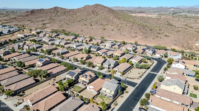 drone / aerial view featuring a mountain view