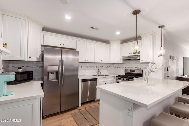 4950 N Miller Rd Unit 200, Scottsdale, AZ 85251 - kitchen with appliances with stainless steel finishes, a sink, white cabinets, and under cabinet range hood