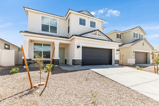 front facade with a garage