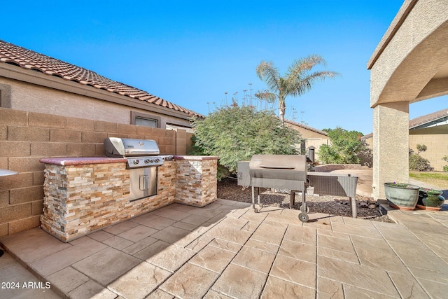 view of patio / terrace with area for grilling and exterior kitchen