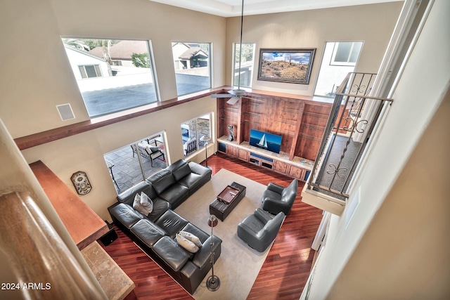 living room featuring dark hardwood / wood-style flooring