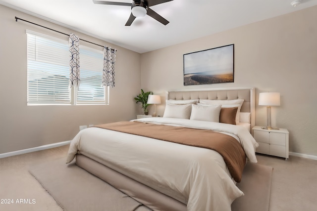 bedroom with carpet floors and ceiling fan