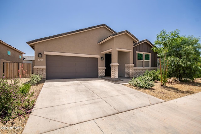 view of front of house with a garage