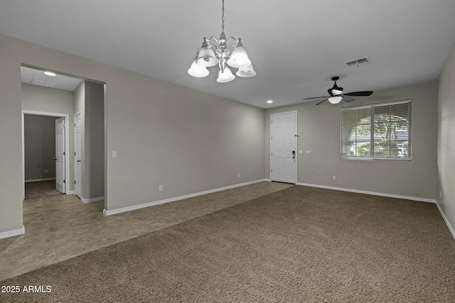 1953 E Lafayette Ave, Gilbert, AZ 85298 - carpeted spare room featuring a chandelier and ceiling fan
