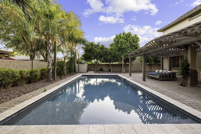 1953 E Lafayette Ave, Gilbert, AZ 85298 - view of swimming pool with a pergola, a fenced backyard, and a patio area