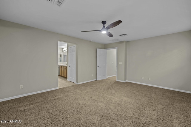 1953 E Lafayette Ave, Gilbert, AZ 85298 - unfurnished bedroom featuring light colored carpet, ensuite bathroom, and ceiling fan