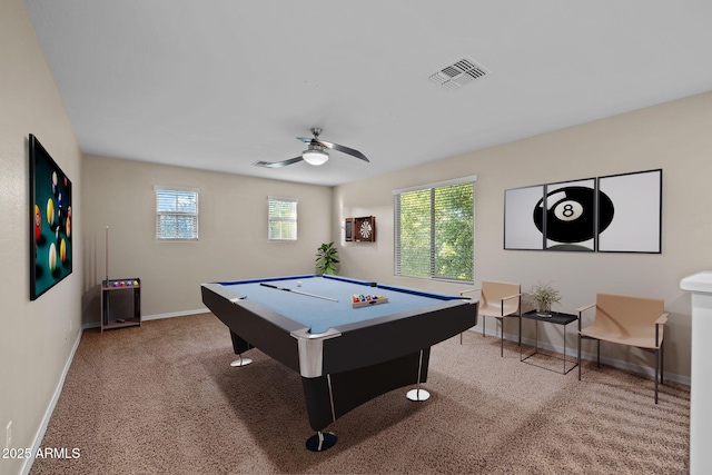 1953 E Lafayette Ave, Gilbert, AZ 85298 - recreation room featuring healthy amount of natural light, carpet floors, ceiling fan, and billiards