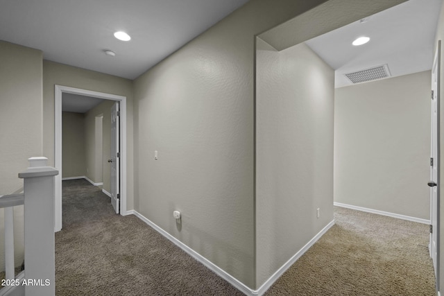 1953 E Lafayette Ave, Gilbert, AZ 85298 - hallway with carpet, an upstairs landing, and recessed lighting