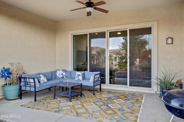 view of patio / terrace featuring an outdoor hangout area and ceiling fan