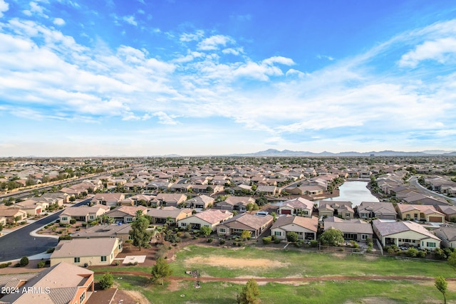 bird's eye view with a mountain view