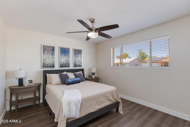 4325 W Sierra St, Glendale, AZ 85304 - bedroom featuring baseboards, wood finished floors, and a ceiling fan