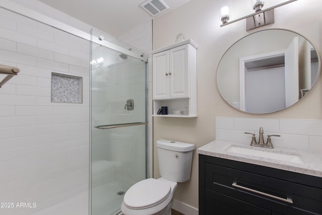 4325 W Sierra St, Glendale, AZ 85304 - bathroom featuring a shower stall, vanity, and toilet