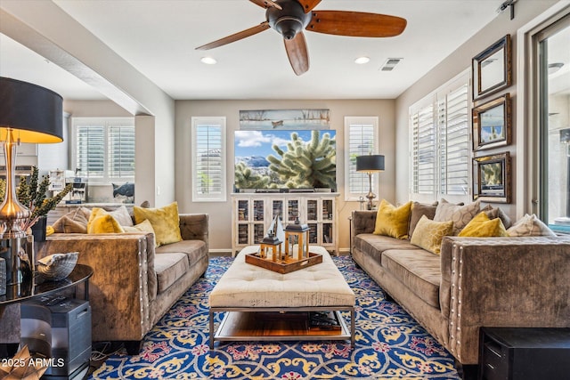 13088 N 91st Dr, Peoria, AZ 85381 - living area with a ceiling fan and recessed lighting