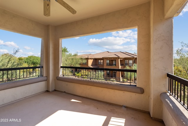 balcony with ceiling fan