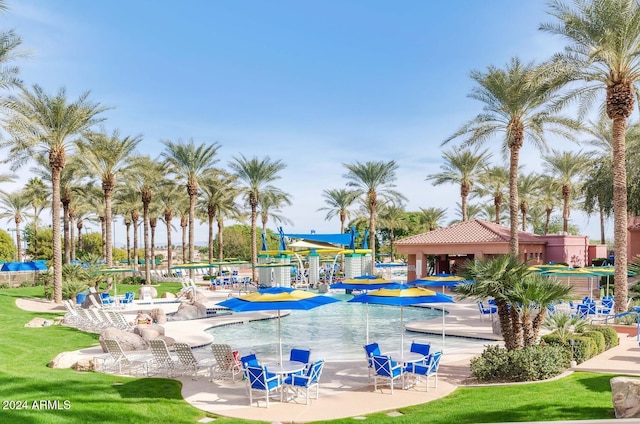 community pool featuring a gazebo