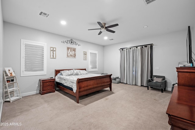 8017 S 143rd Ave, Goodyear, AZ 85338 - bedroom featuring light carpet, recessed lighting, and ceiling fan