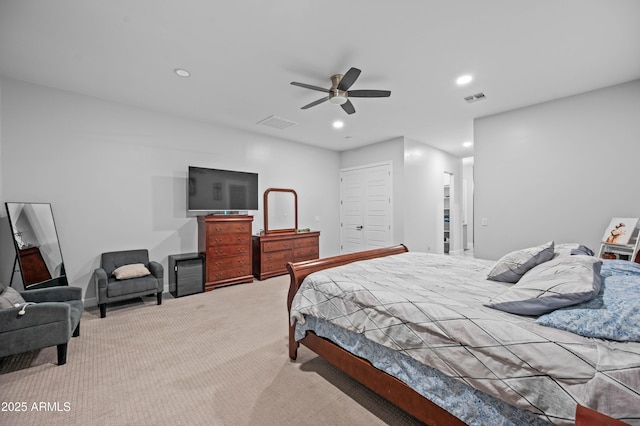 8017 S 143rd Ave, Goodyear, AZ 85338 - carpeted bedroom featuring recessed lighting and ceiling fan