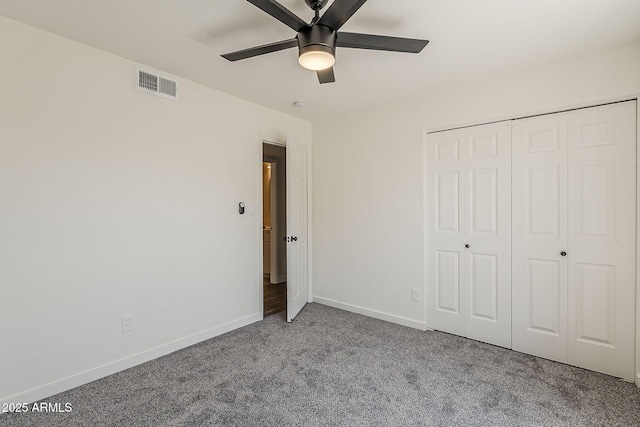 2307 W Nido Ave, Mesa, AZ 85202 - unfurnished bedroom featuring carpet floors, baseboards, a closet, and ceiling fan