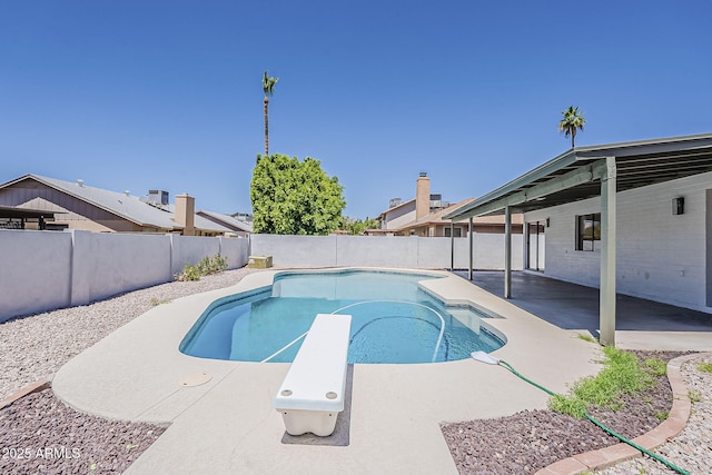 2307 W Nido Ave, Mesa, AZ 85202 - view of pool featuring a fenced backyard, a patio area, and a diving board