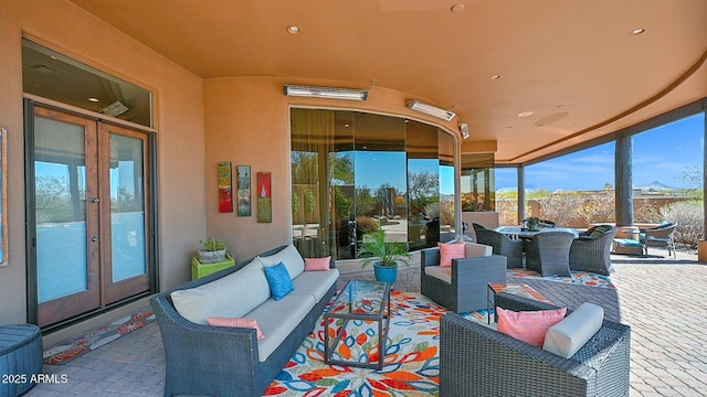 view of patio / terrace featuring french doors and an outdoor hangout area