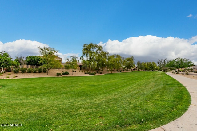 view of community featuring a lawn