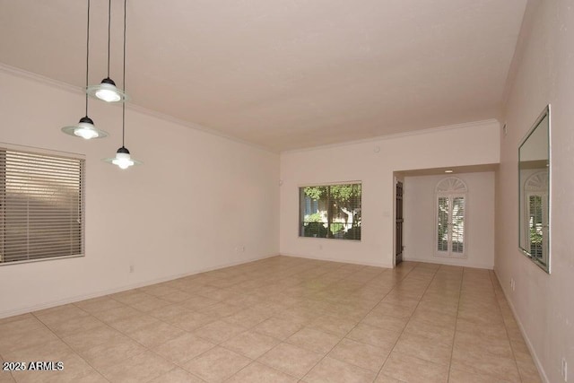 tiled empty room with ornamental molding