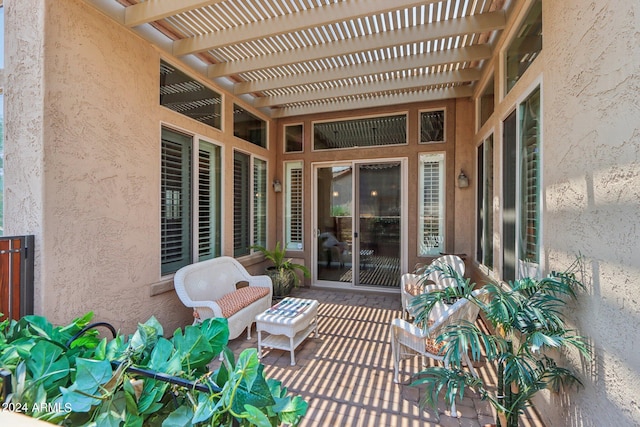 view of patio / terrace featuring a pergola