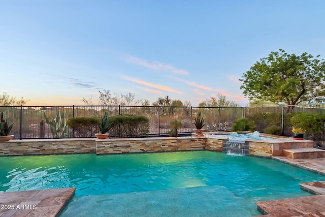 view of pool with fence and a fenced in pool