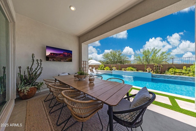 2037 E Fallen Leaf Ln, Phoenix, AZ 85024 - view of swimming pool with a fenced backyard, a patio area, and outdoor dining space