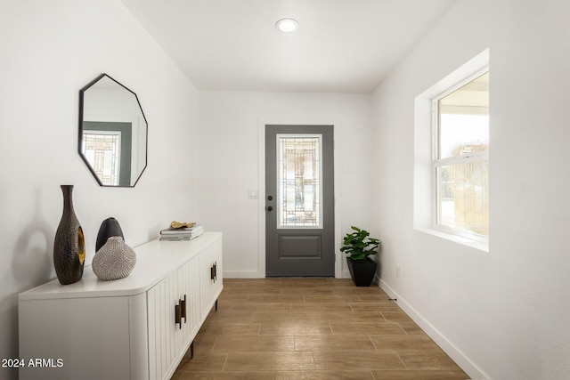 entryway featuring light wood-type flooring