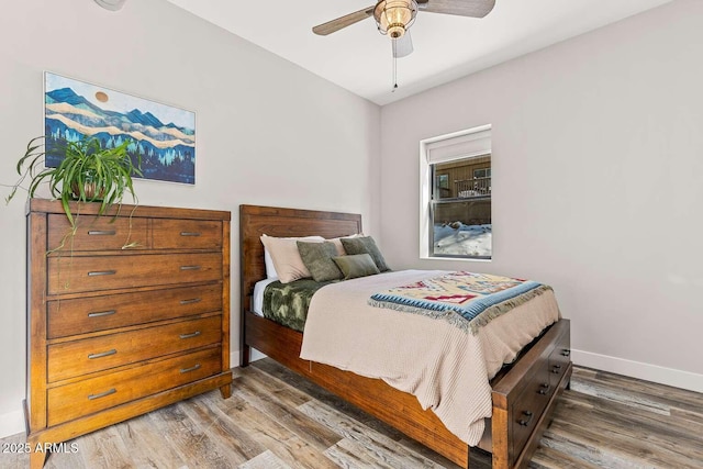 301 S O Leary St, Flagstaff, AZ 86001 - bedroom with a ceiling fan, baseboards, and wood finished floors
