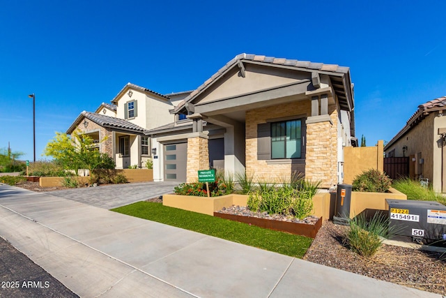 view of front of house with a garage