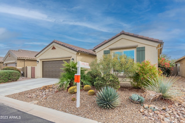 view of front of property with a garage