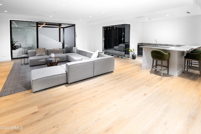 living room featuring light hardwood / wood-style flooring