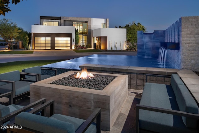 exterior space featuring a fire pit