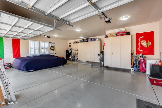 garage with a garage door opener
