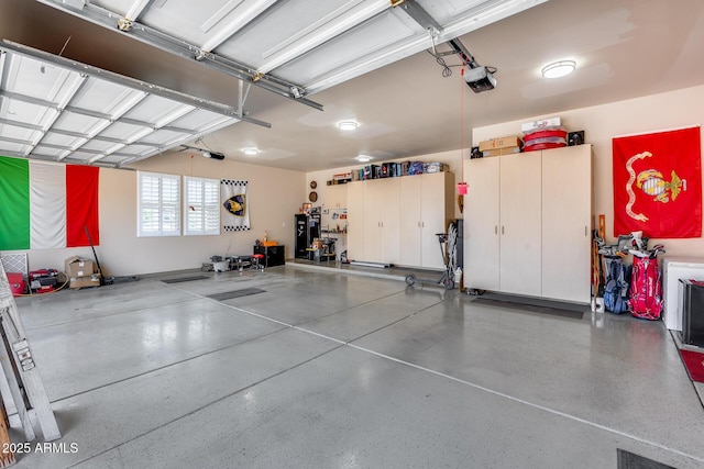 garage with a garage door opener