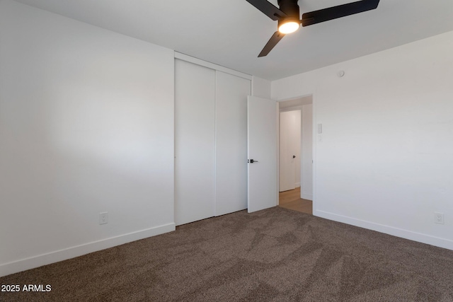 1205 W 7th St, Tempe, AZ 85281 - unfurnished bedroom featuring carpet floors, a closet, a ceiling fan, and baseboards